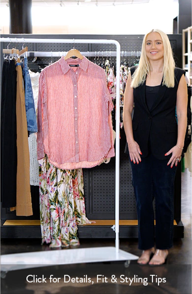 Stripe Relaxed Fit Linen Button-Up Shirt, sales video thumbnail