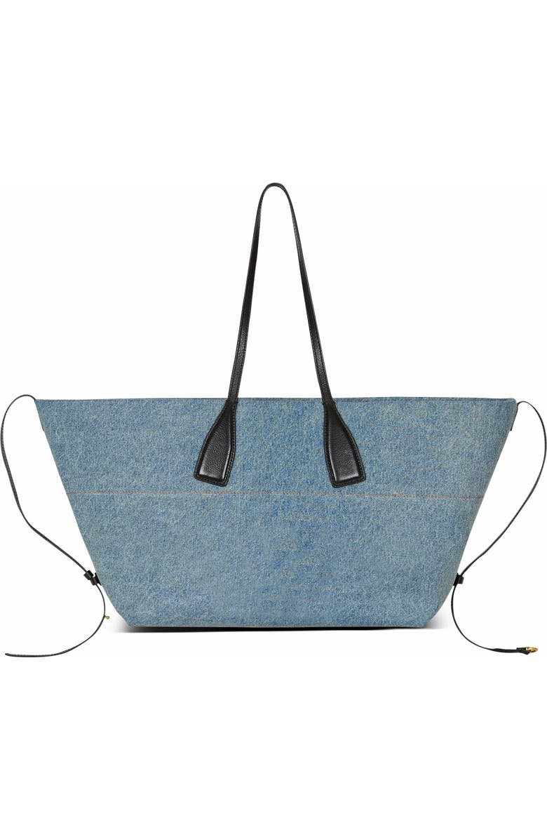 Balmain Track Denim Tote Bag, Alternate, color, Blue