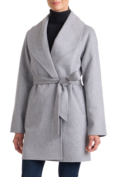 Double Face Wool Blend Wrap Coat