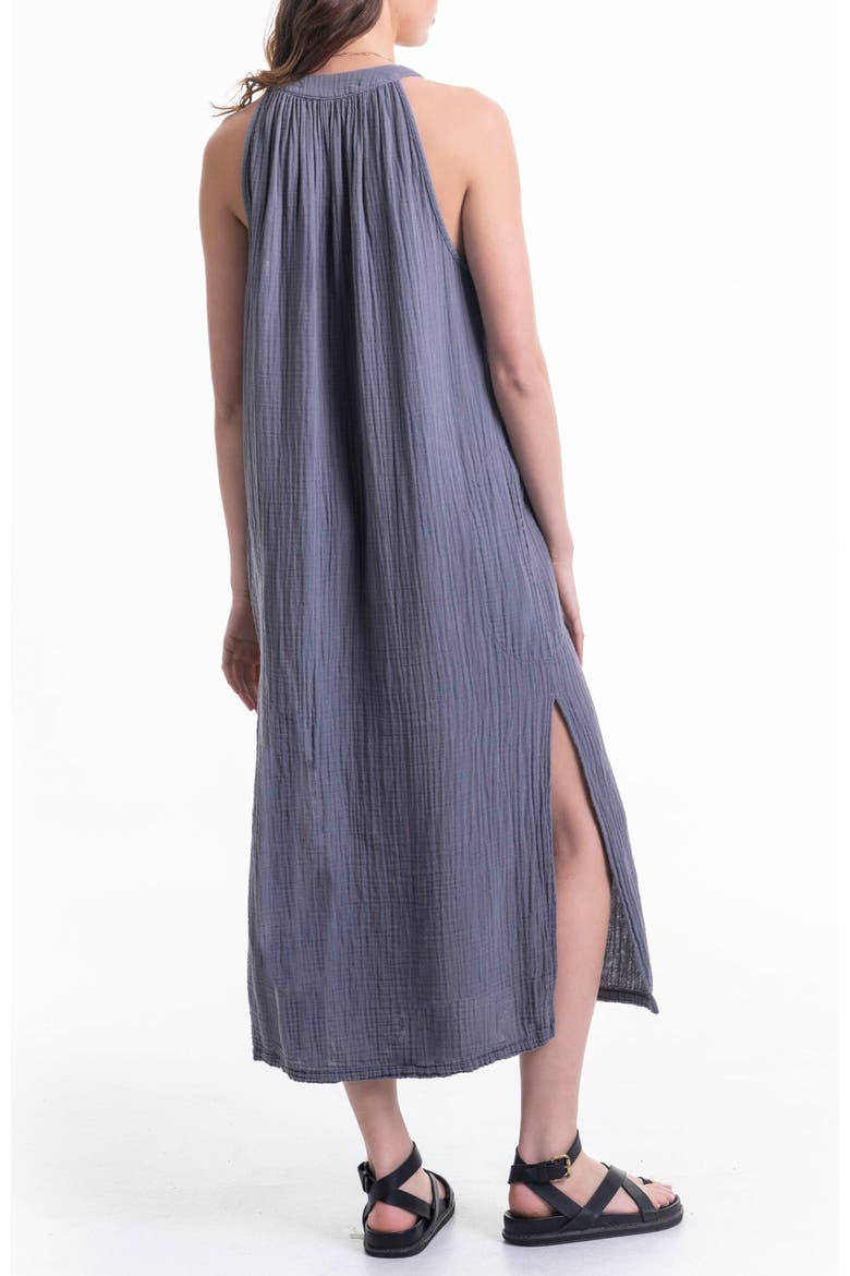 Sleeveless Gauze Midi Dress with Pockets, Alternate, color, Petrol