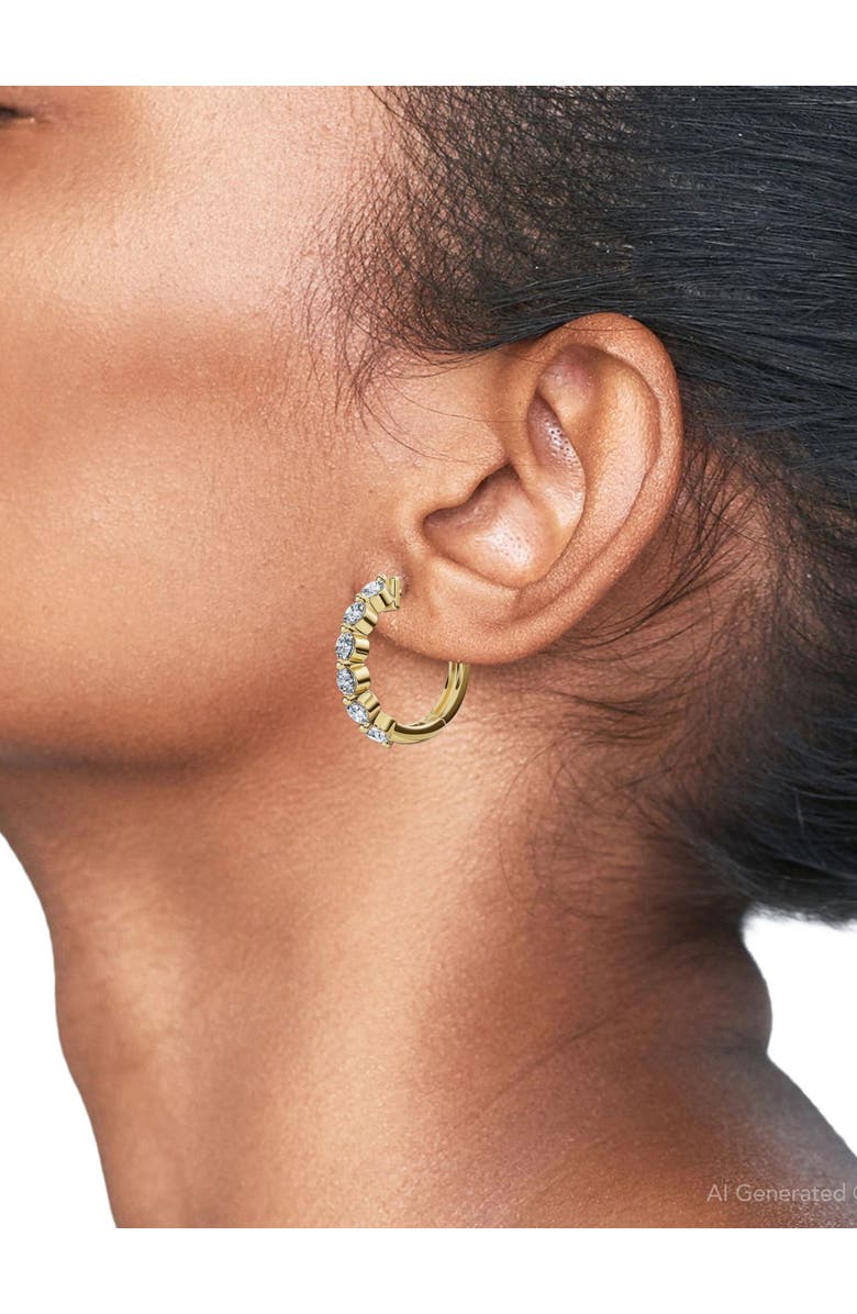 Bliss Diamond 1Ct 6-Stone Diamond Hoops 10k Gold Lab Grown, Alternate, color, 10K Yellow Gold