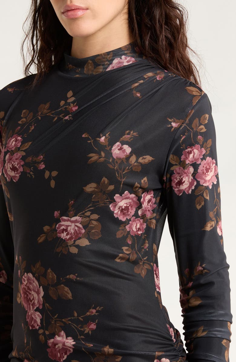 Reformation Emerson Long Sleeve Mesh Minidress, Alternate, color, Ballad