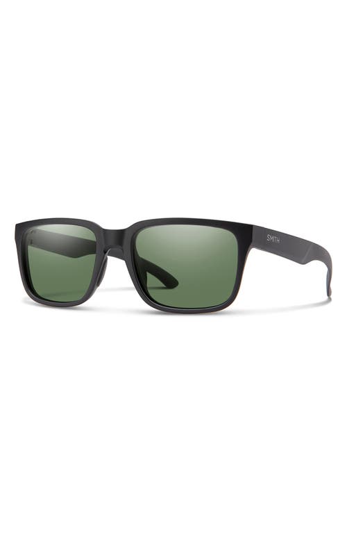 Smith Headliner 55mm Polarized Rectangle Sunglasses In Matte Black/gray Green