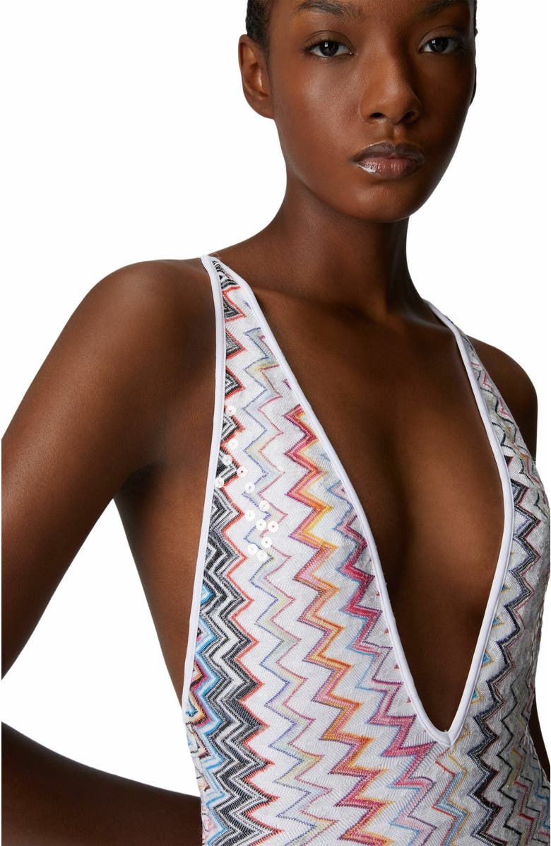 Missoni One-piece Swimsuit With V-neck And Sequins, Alternate, color, 