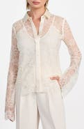GUESS Antoinette Bell Sleeve Lace Button-Up Shirt