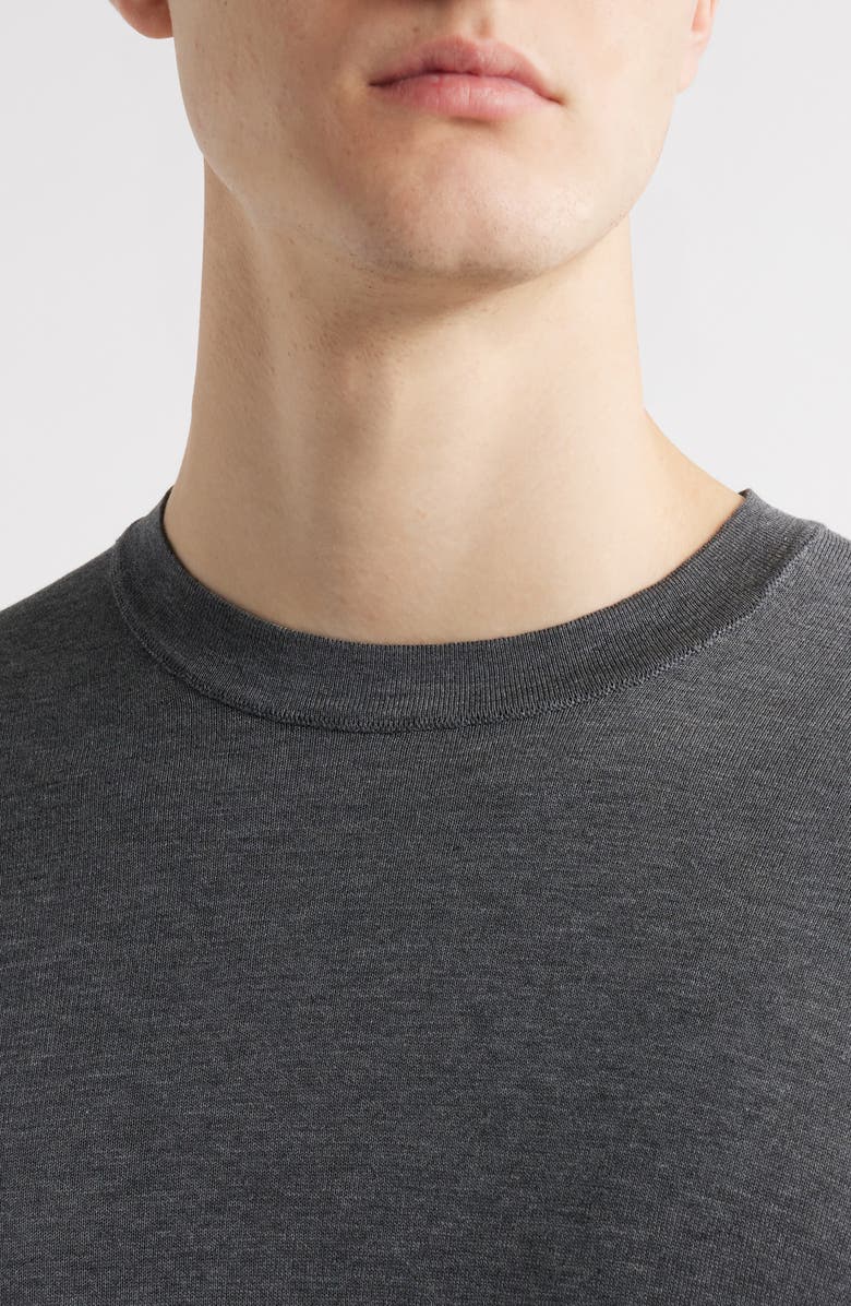 Jack Victor Wellington Heathered Cotton & Silk Crewneck T-Shirt, Alternate, color, Charcoal