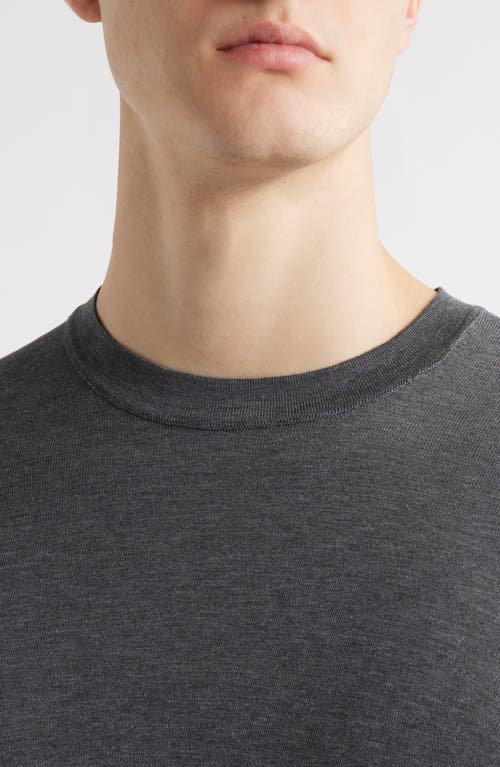 Jack Victor Wellington Heathered Cotton & Silk Crewneck T-shirt In Charcoal
