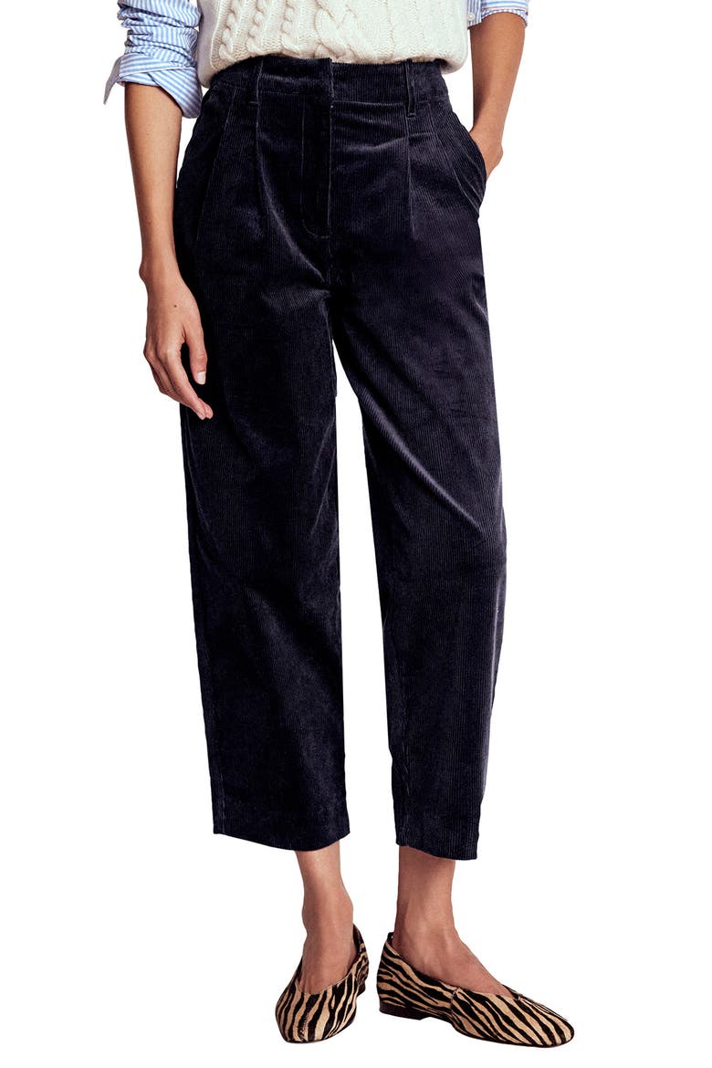 Bloomsbury Corduroy Ankle Straight Leg Pants, Main, color, NAVY