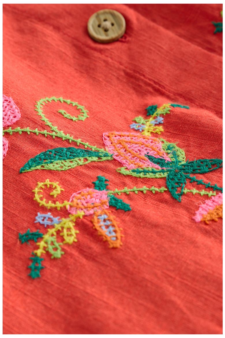 Kids' Embroidered Cotton Button-Up Dress, Alternate, color, RED