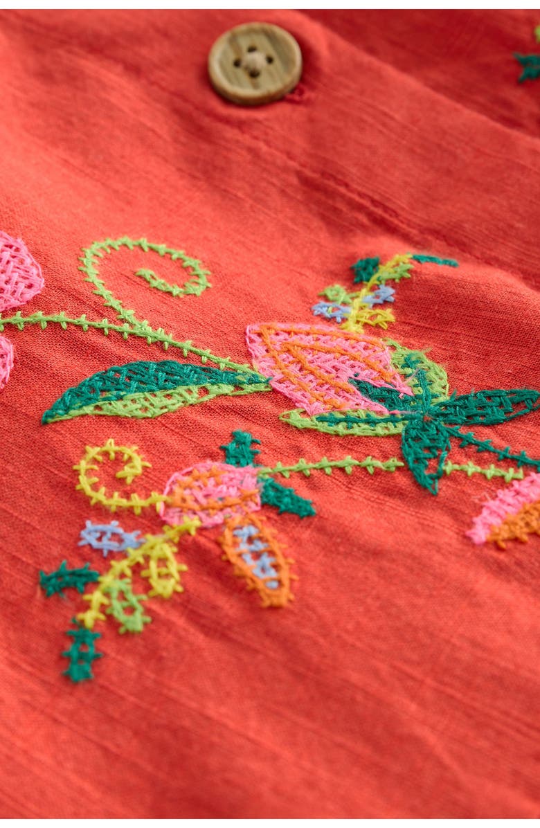 NEXT Kids' Embroidered Cotton Button-Up Dress, Alternate, color, Red