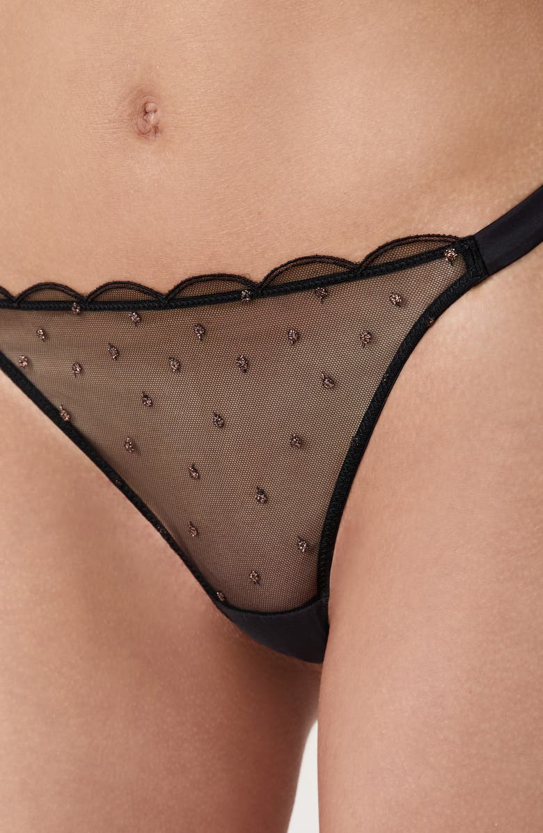 Etam Divine Rhinestone Thong, Alternate, color, Black