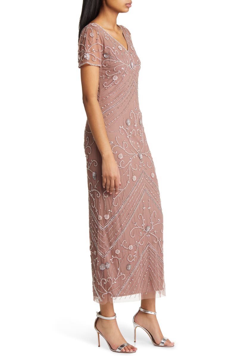 Pisarro Nights Beaded Mesh Overlay Cocktail Dress, Alternate, color, 