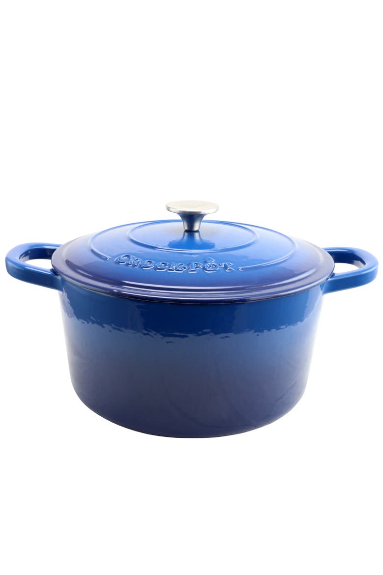 7 Quart Round Cast Iron Dutch Oven, Alternate, color, Blue