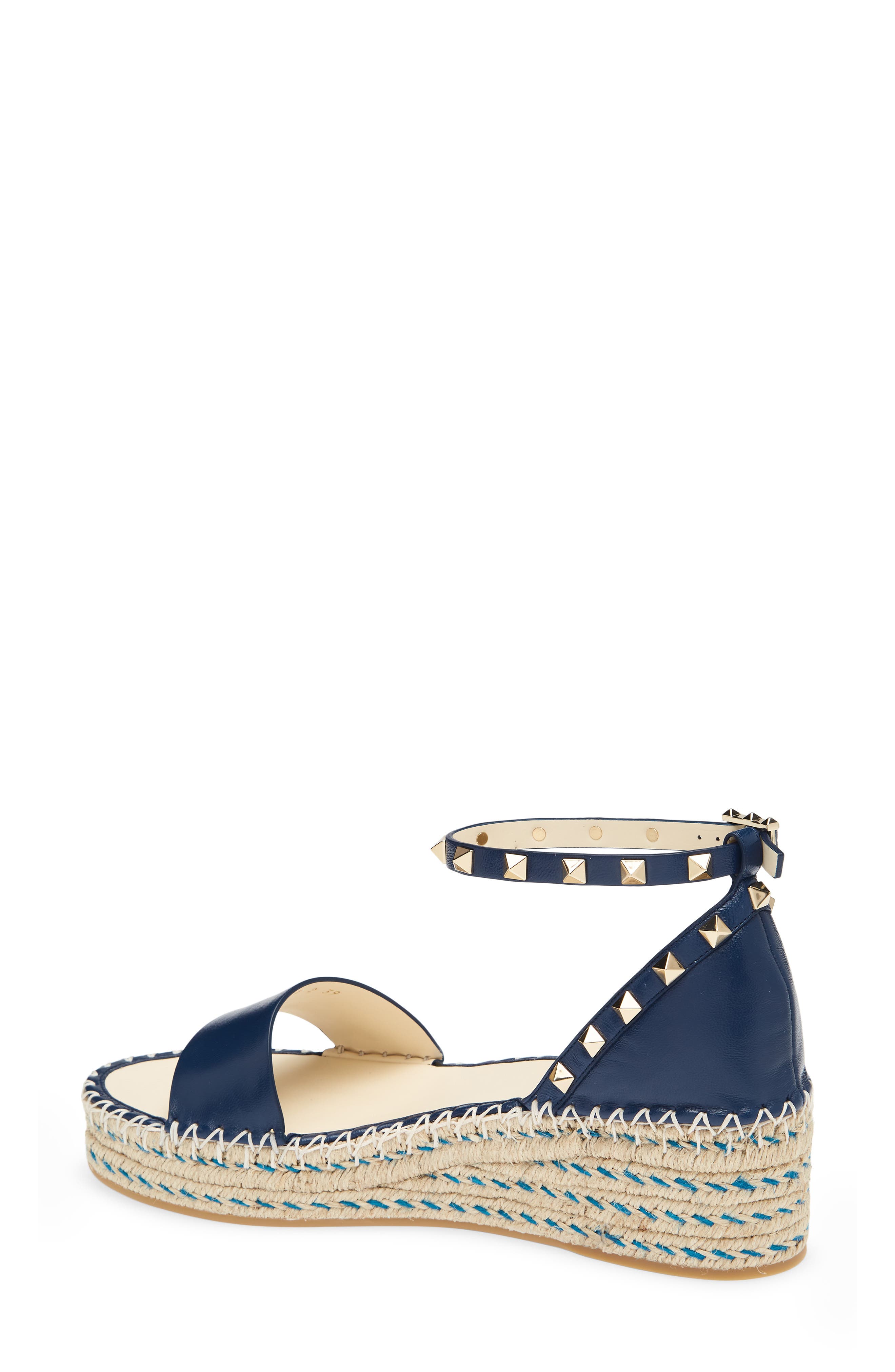 Rockstud Espadrille Wedge Sandal, Alternate, color, NAVY