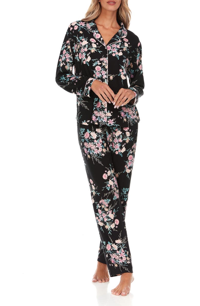 Flora Nikrooz Lindsey Floral Long Sleeve Top & Pants Pajamas, Alternate, color,