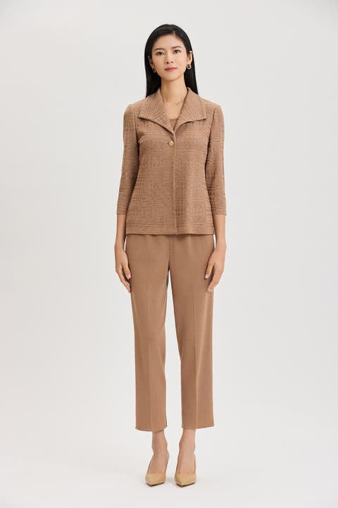 Tonal Wing Collar Knit Jacket