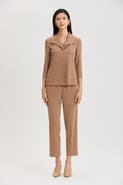Ming Wang Tonal Wing Collar Knit Jacket