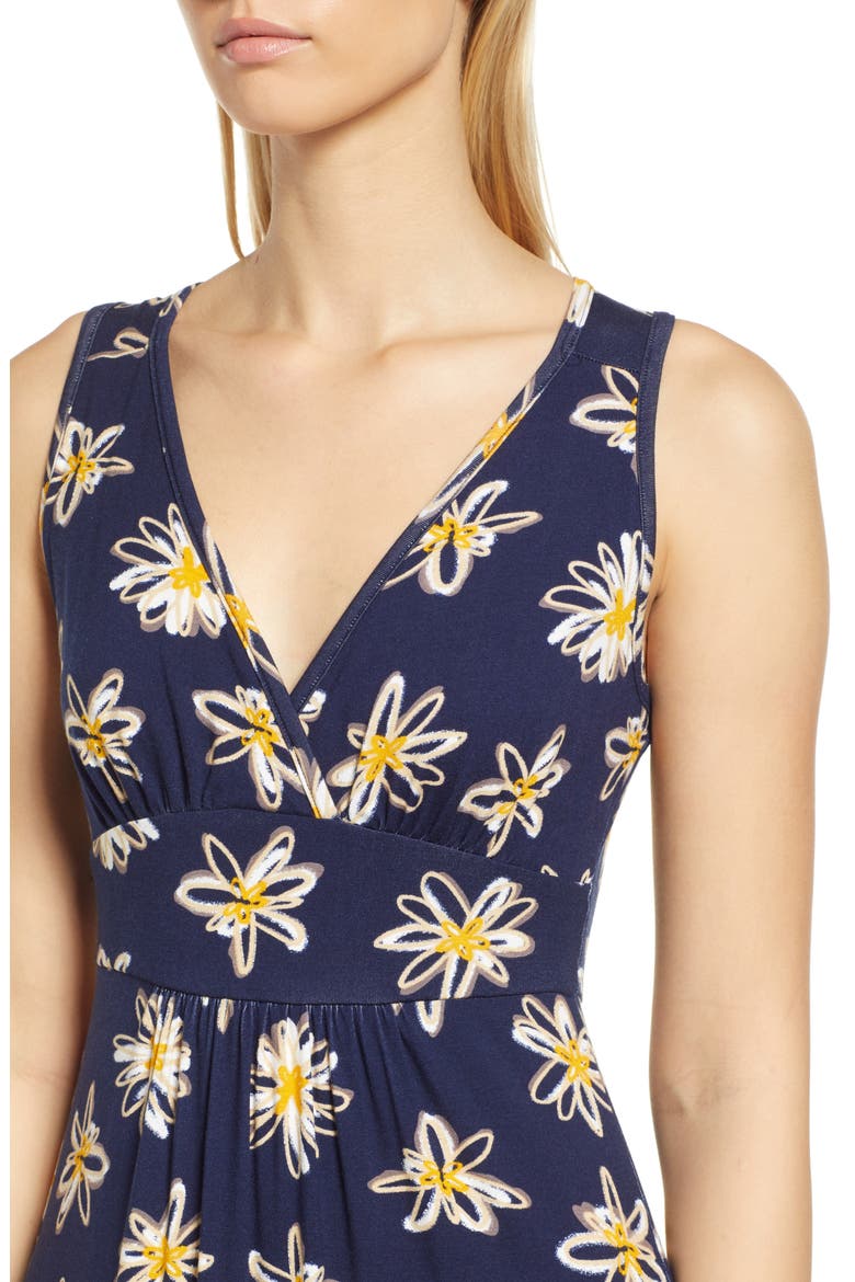 Floral Print Empire Waist Jersey Maxi Dress, Alternate, color, NAVY YELLOW