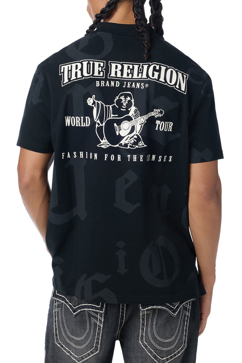 Shadow Print Polo, Alternate, color, JET BLACK