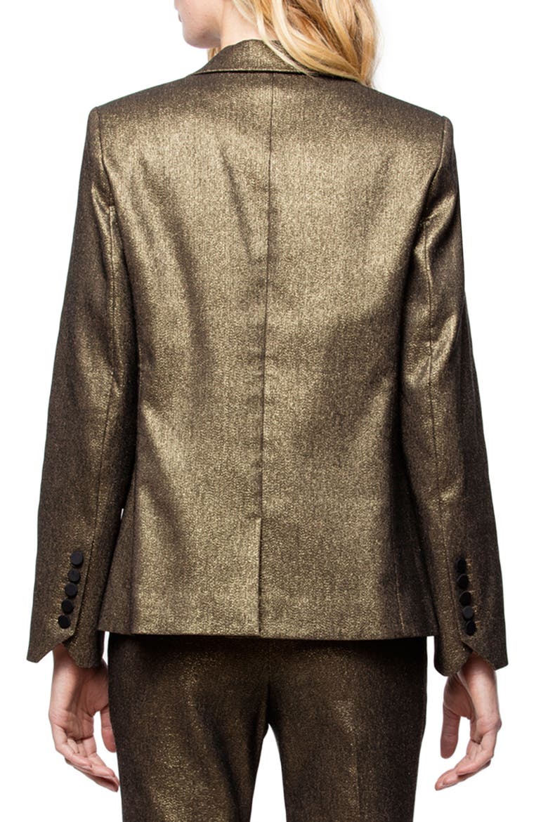 Metallic Notch Collar Blazer, Alternate, color, BRONZE