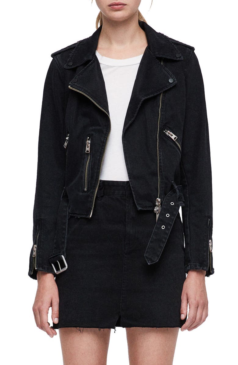 AllSaints Balfern Denim Biker Jacket, Main, color,