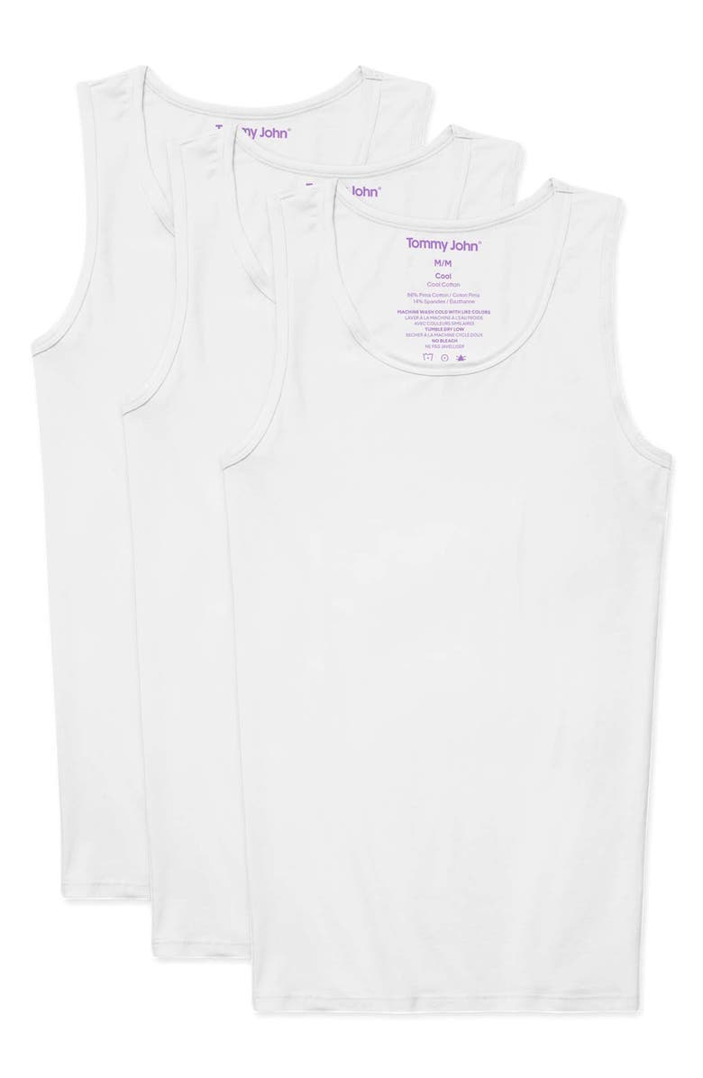 Tommy John Essential 3-Pack Stretch Cotton Tanks, Main, color, White