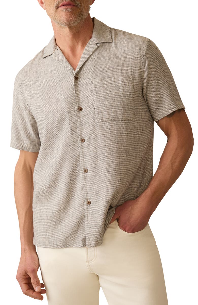 Faherty Breeze Linen BlendCamp Shirt, Main, color, Stone Coast