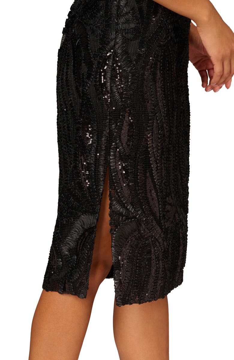 Aidan Mattox by Adrianna Papell Sequin Mixed Media Sheath Midi Dress, Alternate, color, 