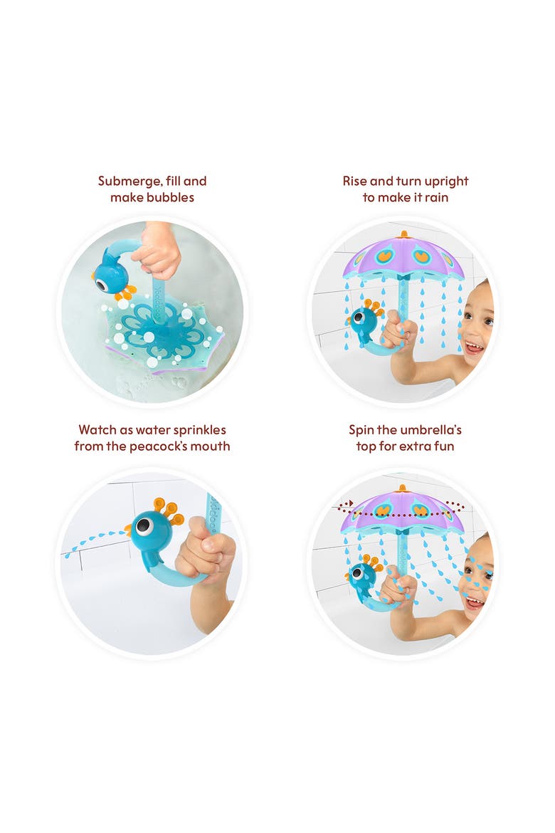 Fill & Rain Peacock Bath Toy, Alternate, color, PURPLE/ BLUE