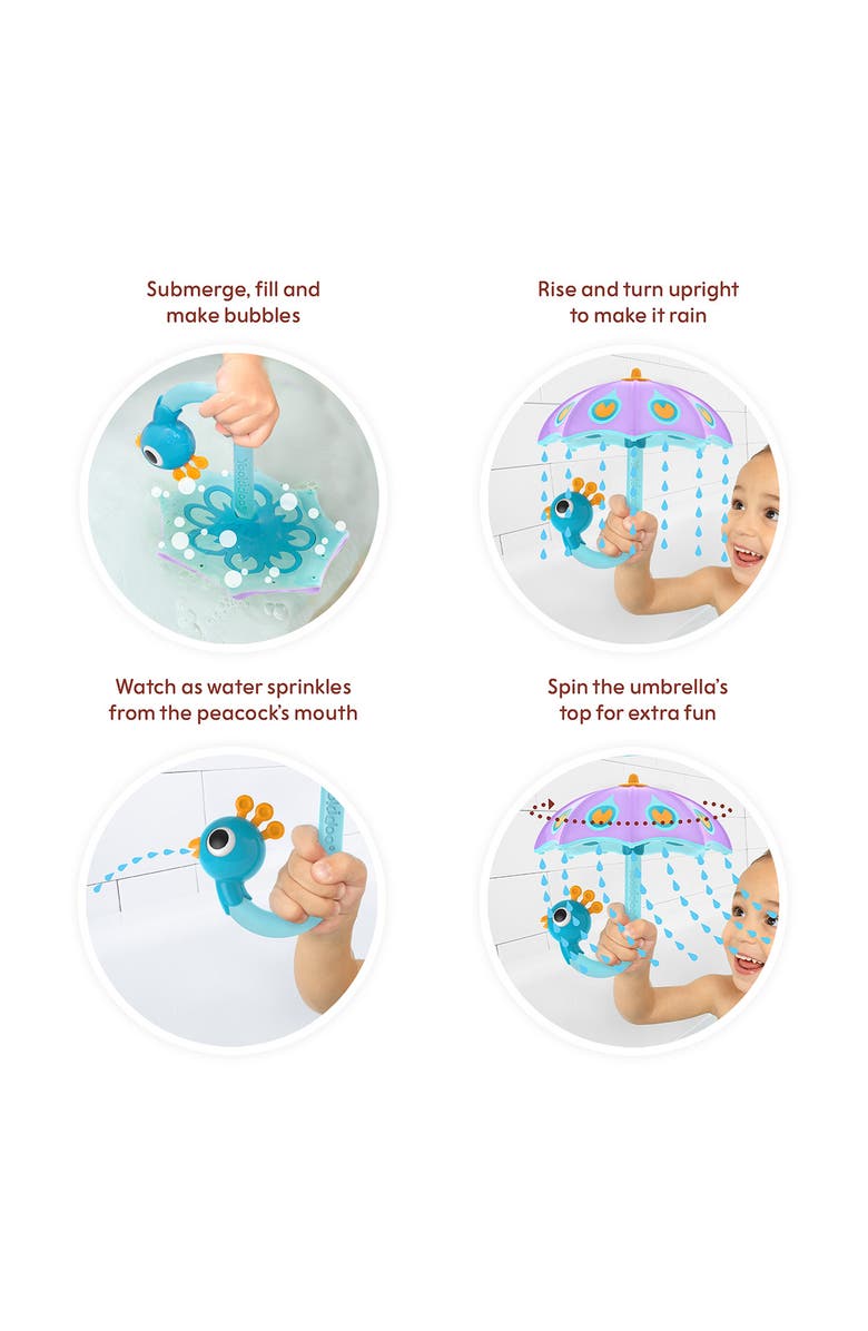 Yookidoo Fill & Rain Peacock Bath Toy, Alternate, color, Purple/ Blue