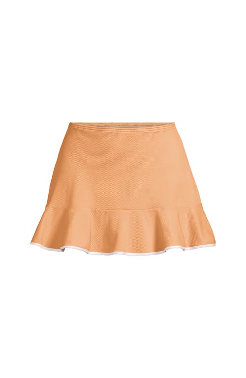Lands' End Plus Size Pique Ruffle Hem Mini Swim Skirt In Orange Mist/white
