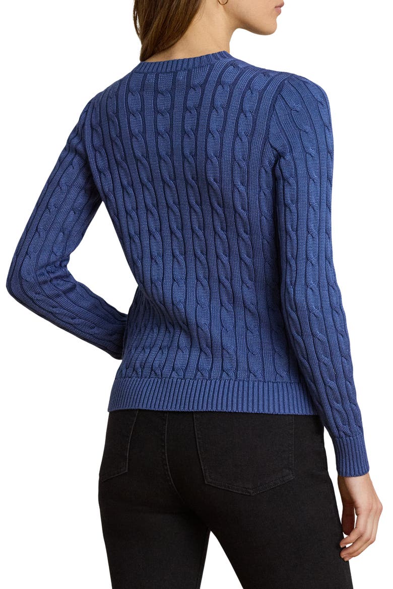 Cable Stitch Cotton Blend Cardigan, Alternate, color, INKY BLUE