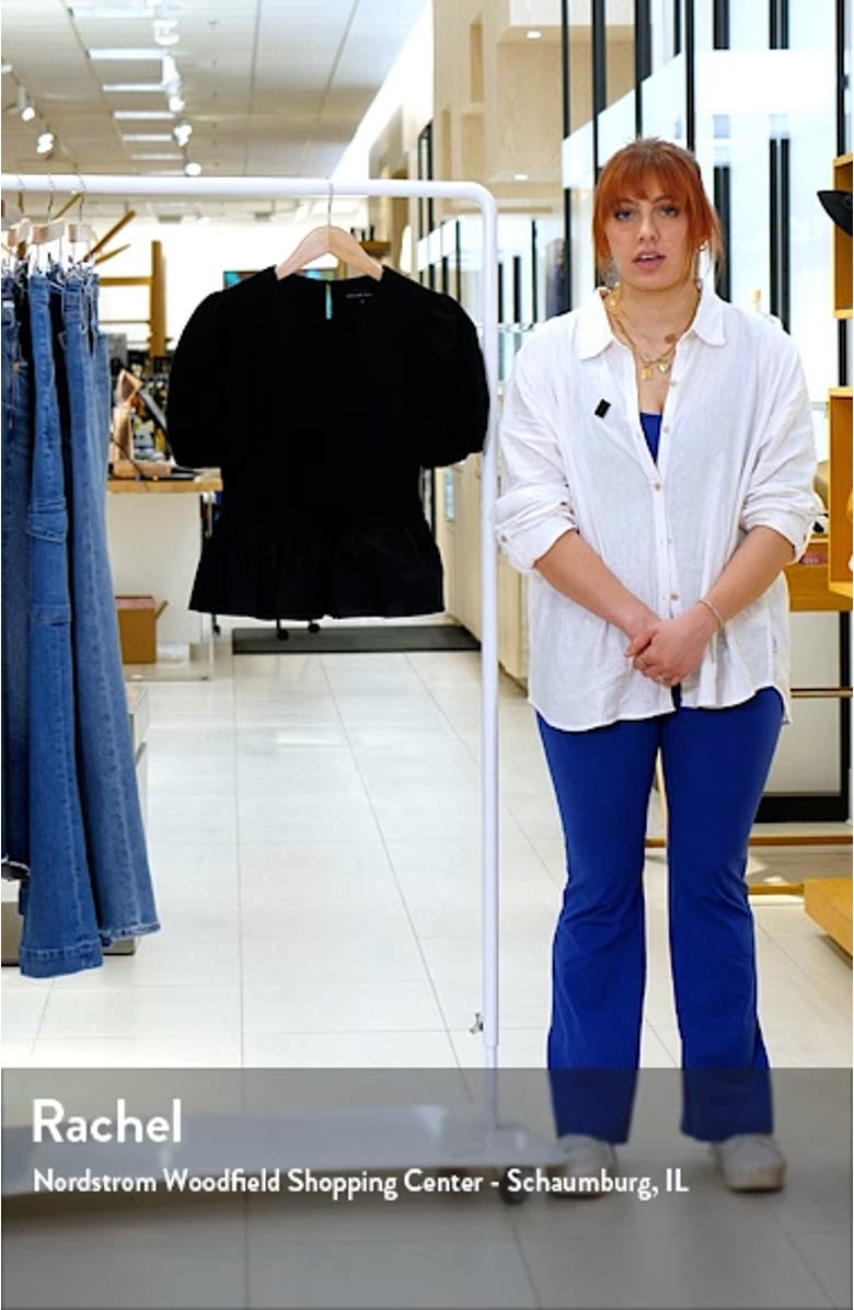 Mixed Media Puff Sleeve Peplum Top, sales video thumbnail