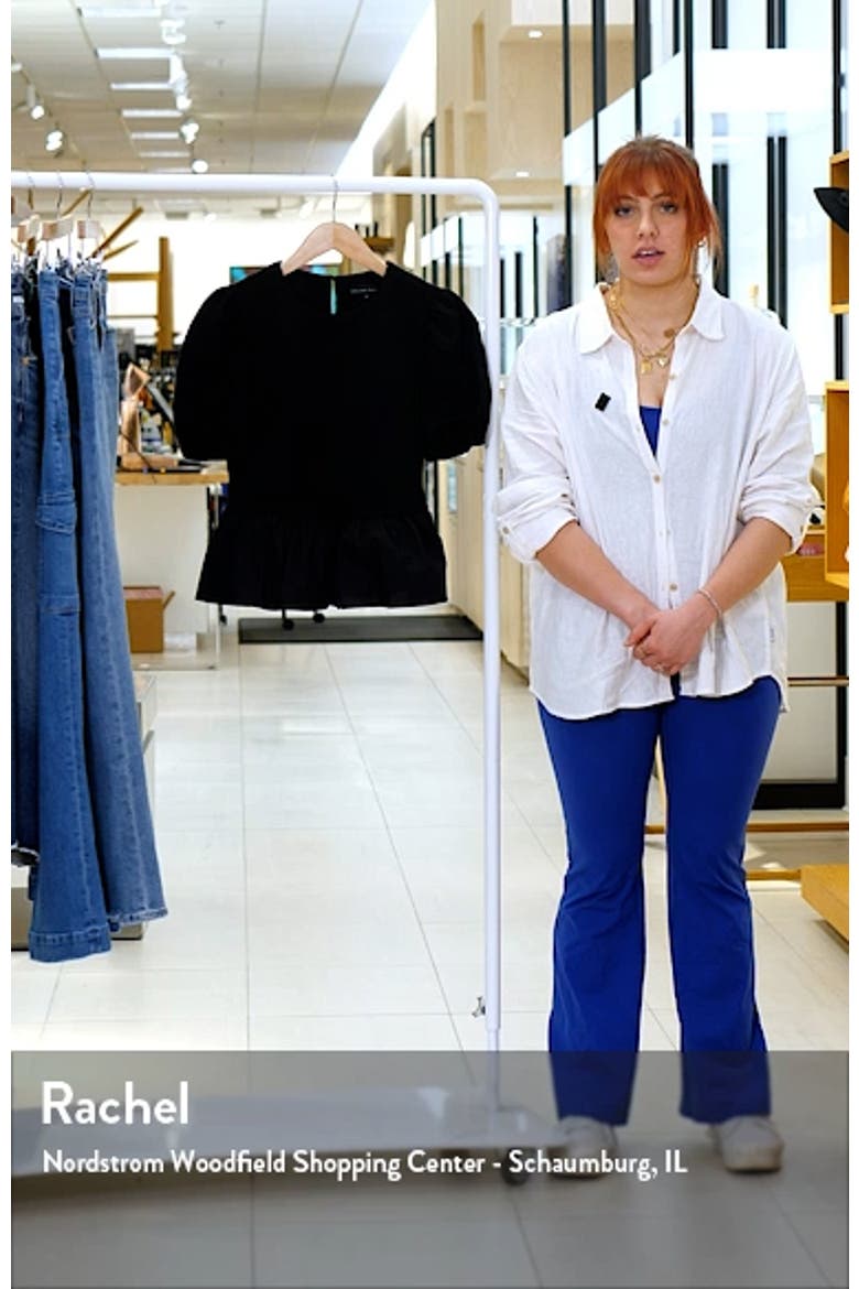 Mixed Media Puff Sleeve Peplum Top video