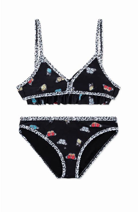 Butterfly Printed Ruffle Bikini