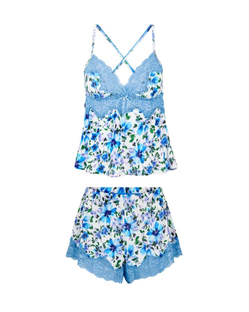 Adore Me Lora Pajama Cami & Shorts Set In Floral White