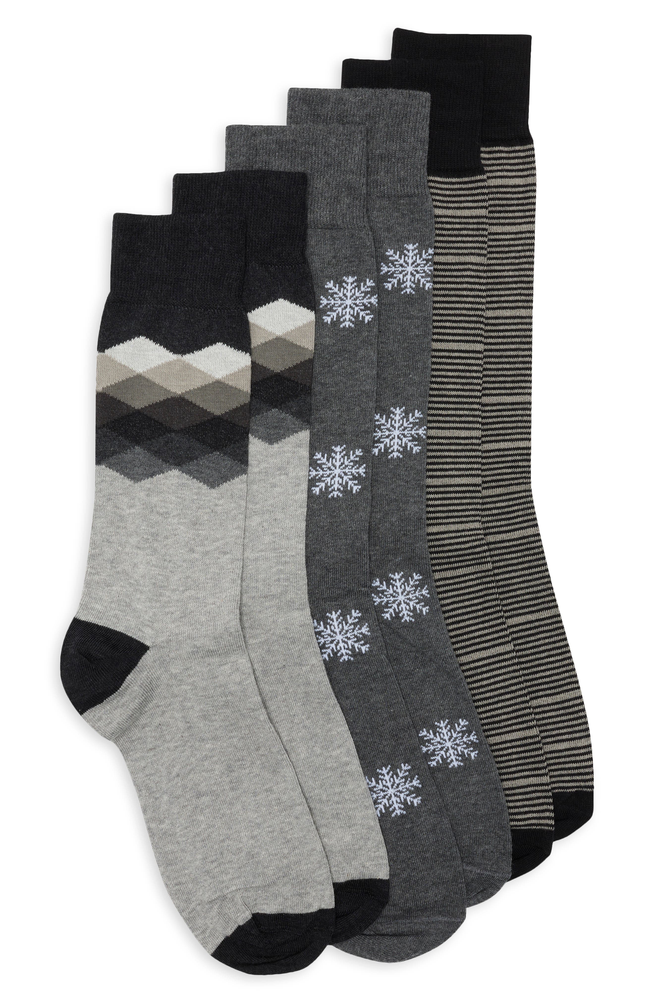 3-Pack Diamond Snowflake Dress Socks