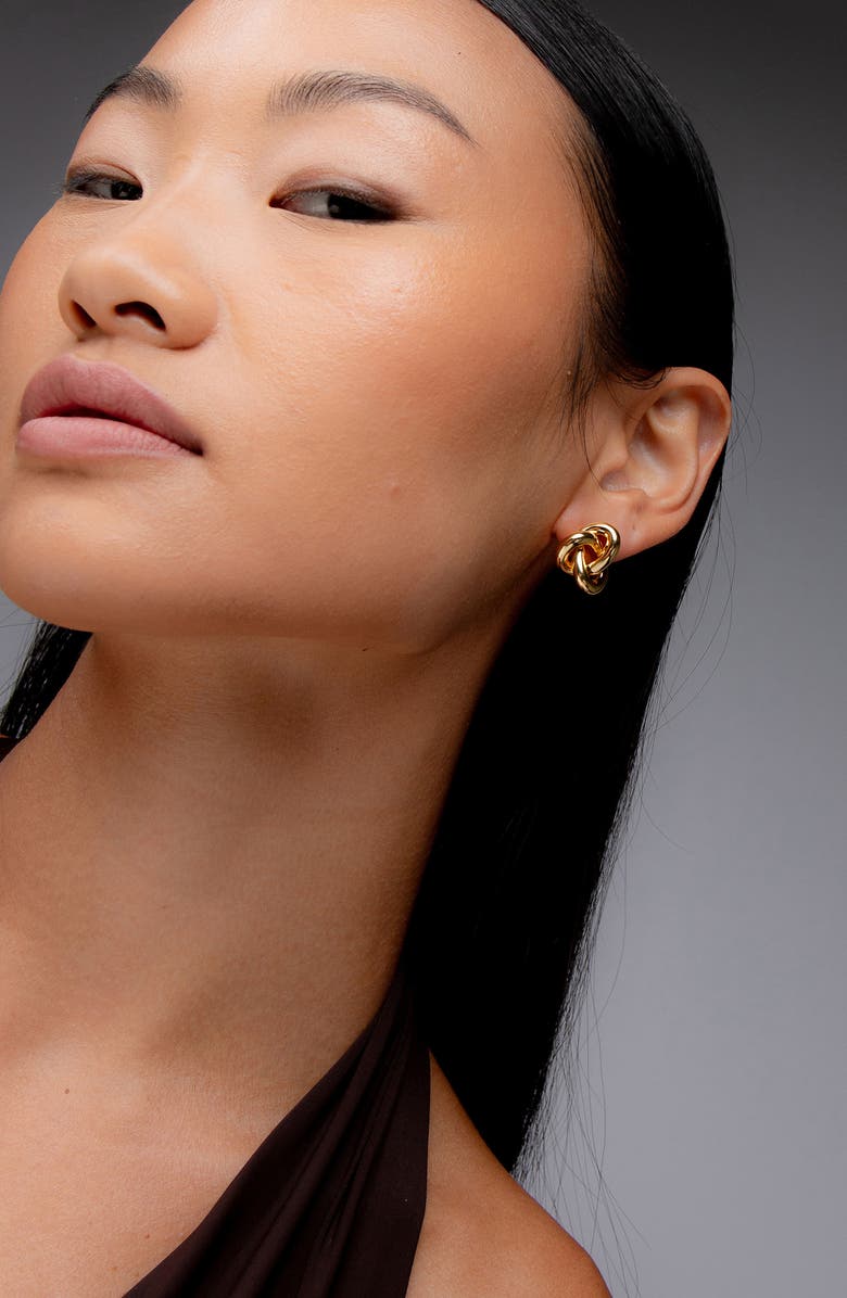 YOJ Seva Midi Face on Stud Earrings in Gold, Alternate, color, Gold