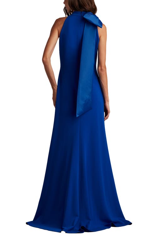Tadashi Shoji Bow Neck Gown In Blue
