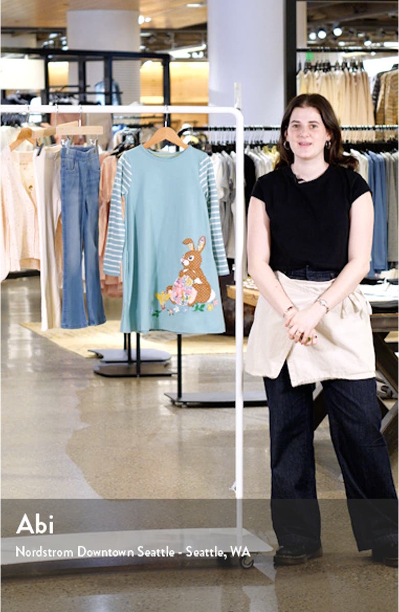 Kids' Bunny & Egg Appliqué Long Sleeve Cotton Dress, sales video thumbnail