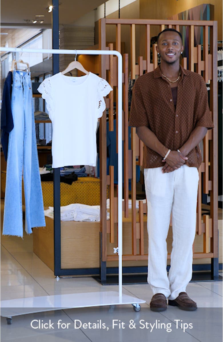 Embroidered Flutter Sleeve Mixed Media Top, sales video thumbnail