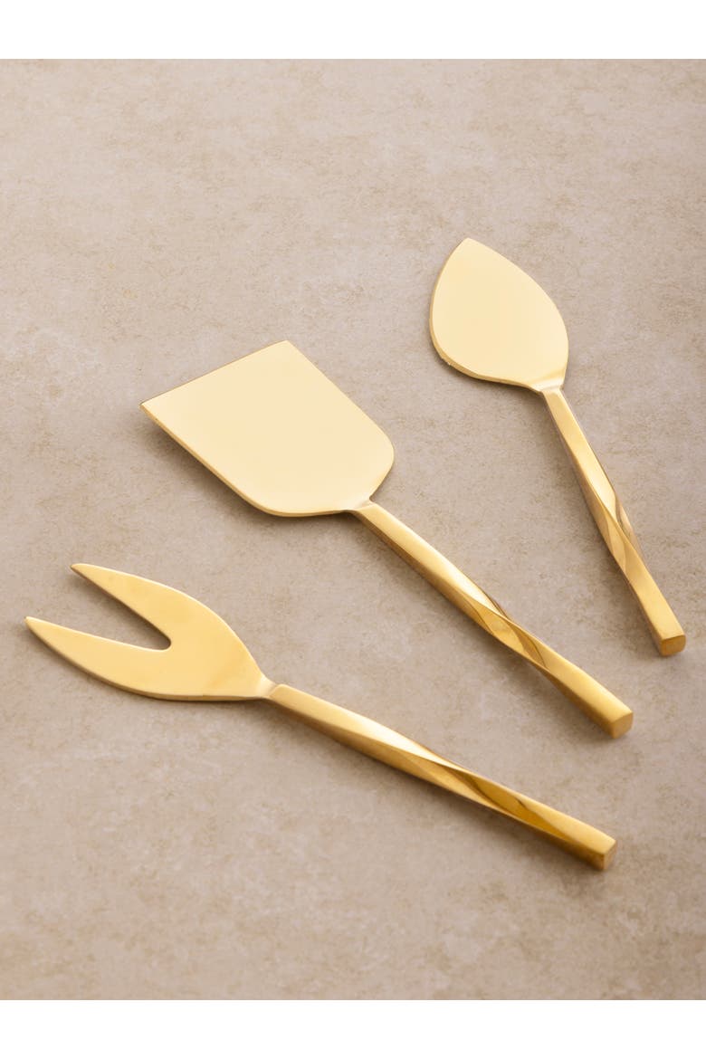 Oslo Cheese Knives, Set of 3, Alternate, color, Gold