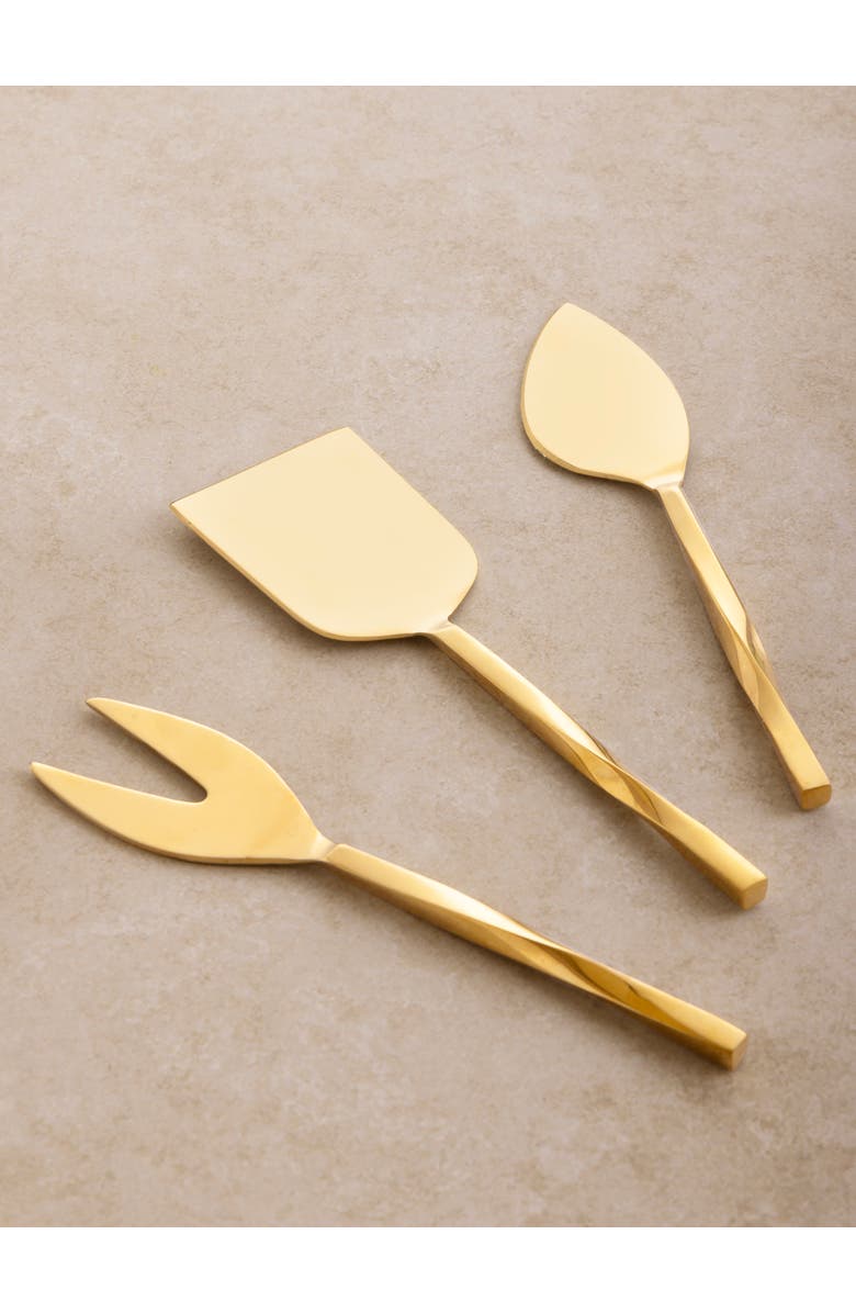 GAURI KOHLI Oslo Cheese Knives, Set of 3, Alternate, color, Gold
