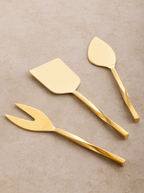 Gauri Kohli Oslo Cheese Knives, Set Of 3 In Gold