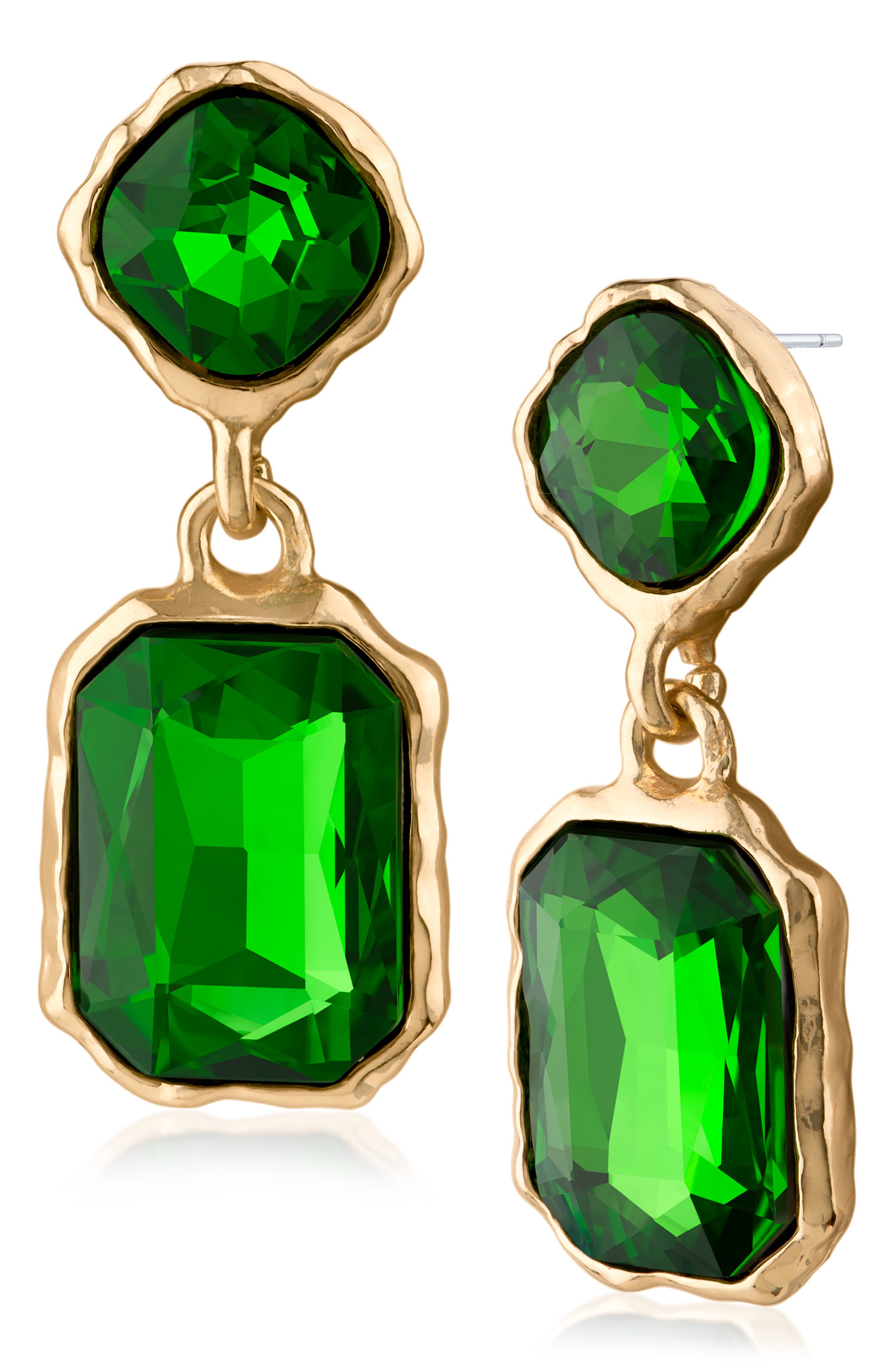 Organic Framed Crystal Drop Earrings