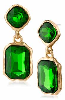 Organic Framed Crystal Drop Earrings