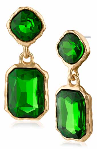 Organic Framed Crystal Drop Earrings