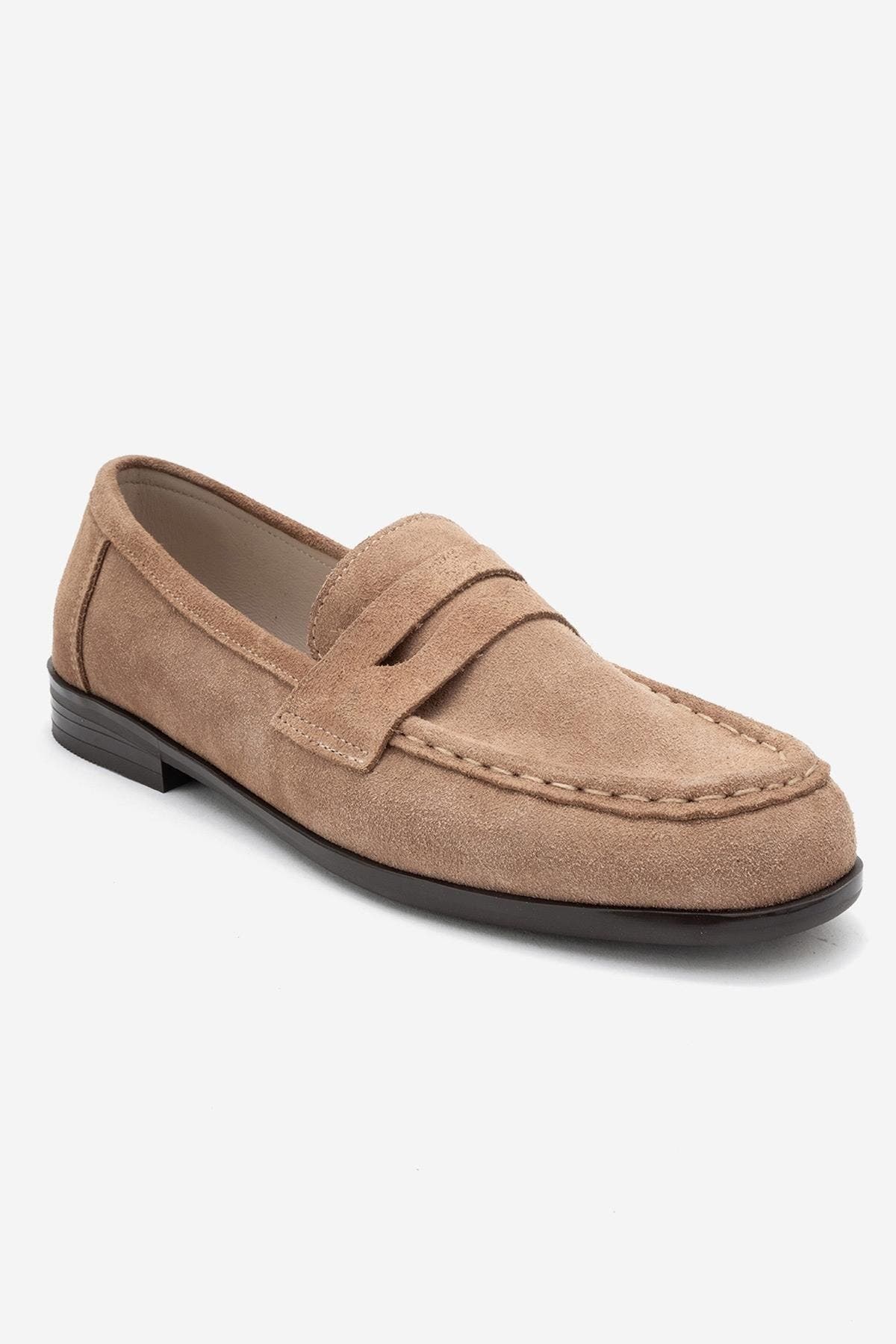Valia Leather Loafer, Alternate, color, Cognac Suede
