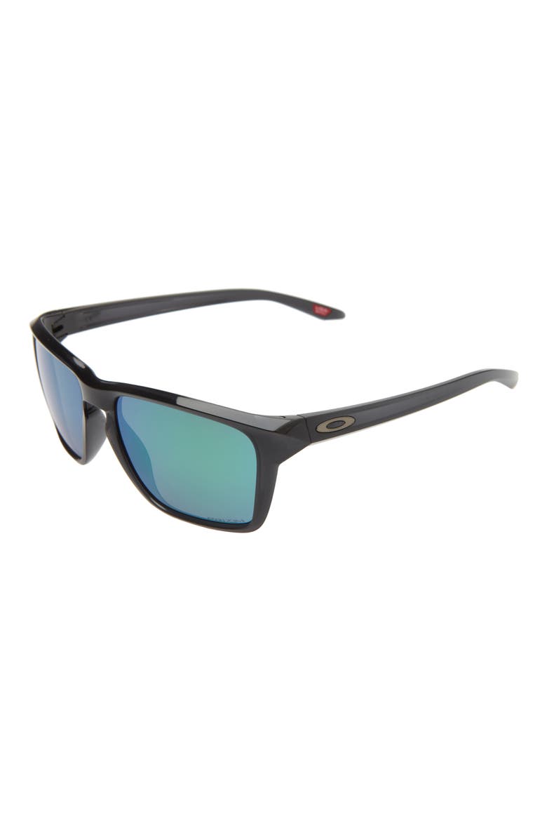 Sylas 57mm Mirrored Rectangular Sunglasses, Alternate, color, BLACK INK/ PRIZM JADE