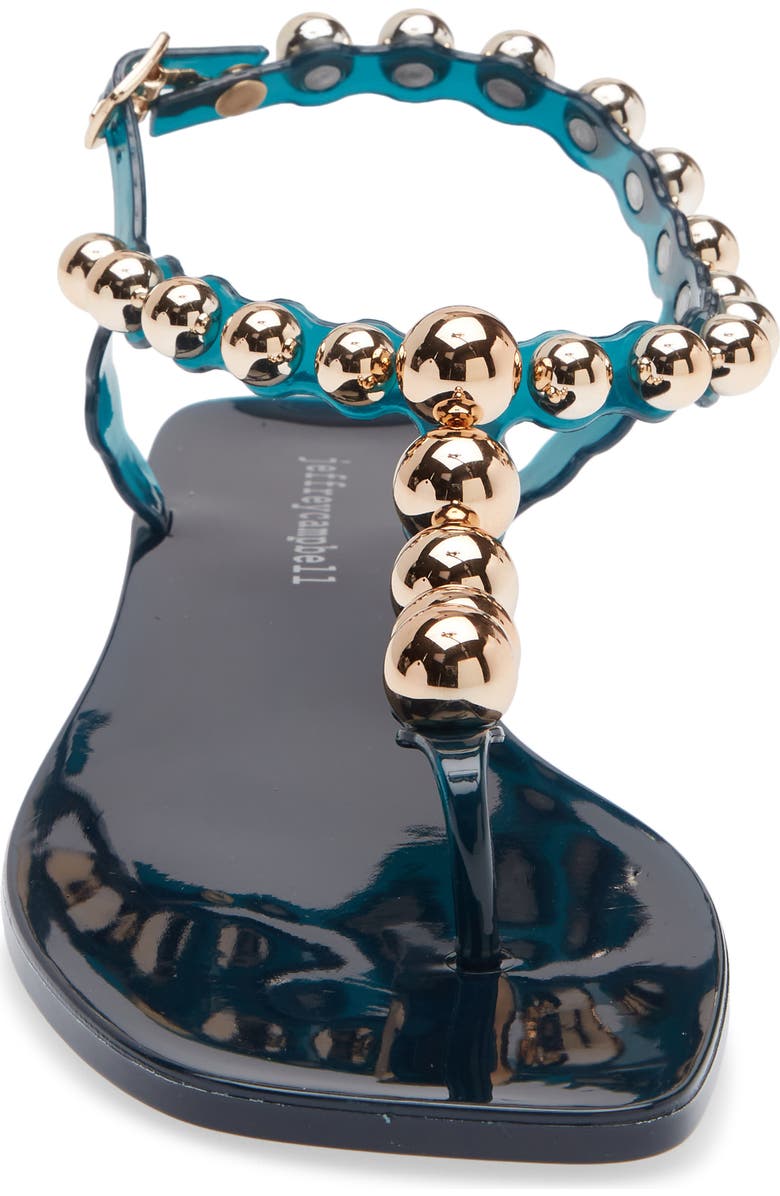 Jeffrey Campbell Plated Embellished Sandal, Alternate, color, Teal Gold